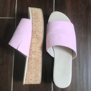 ASOS platform light pink slip on sandal